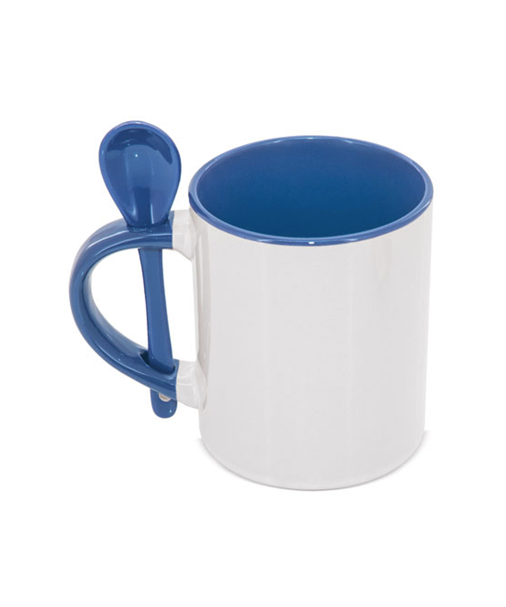 Taza 11oz con cuchara y fondo de color para sublimar