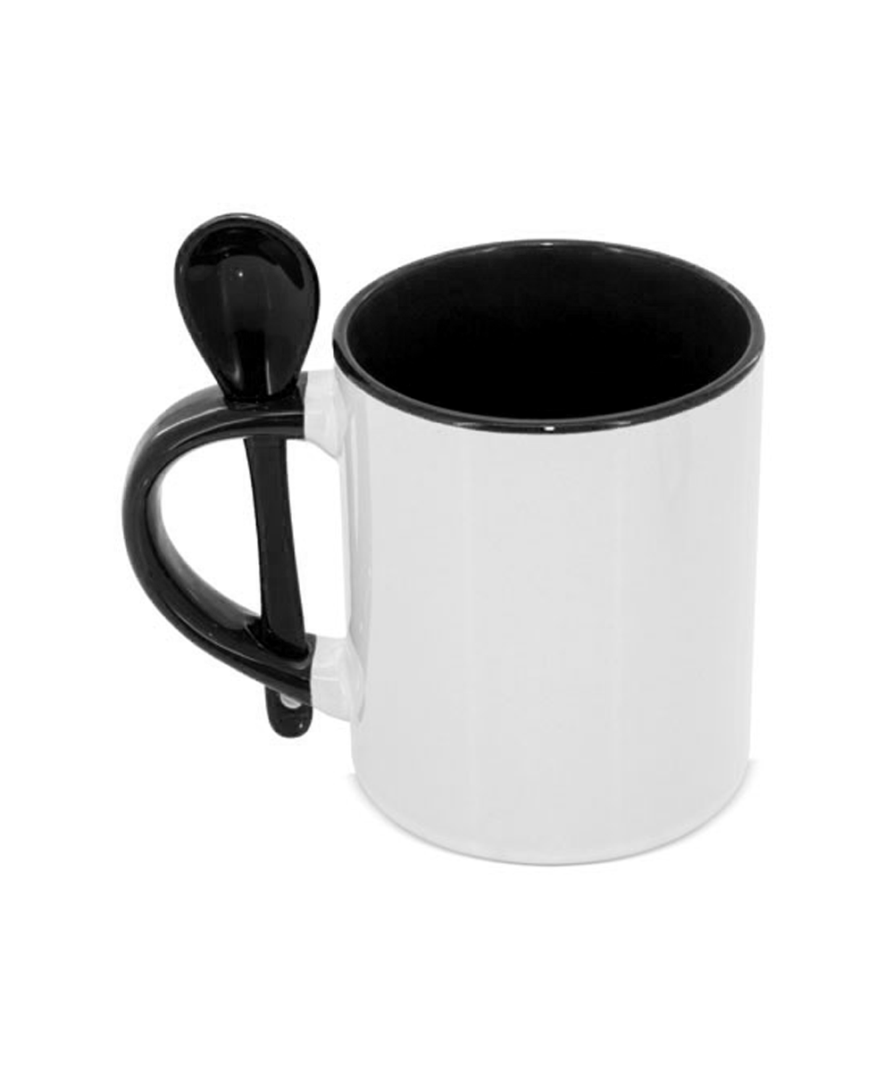 Taza 11oz con cuchara y fondo de color para sublimar