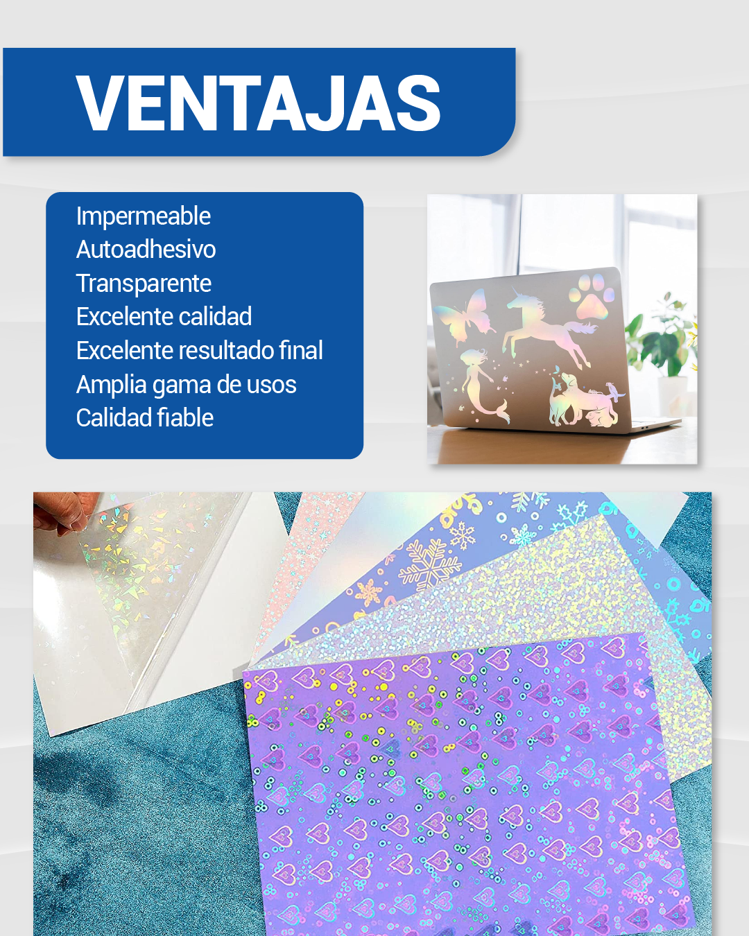 Vinilo holografico de 32 piezas 4 diseños diferentes